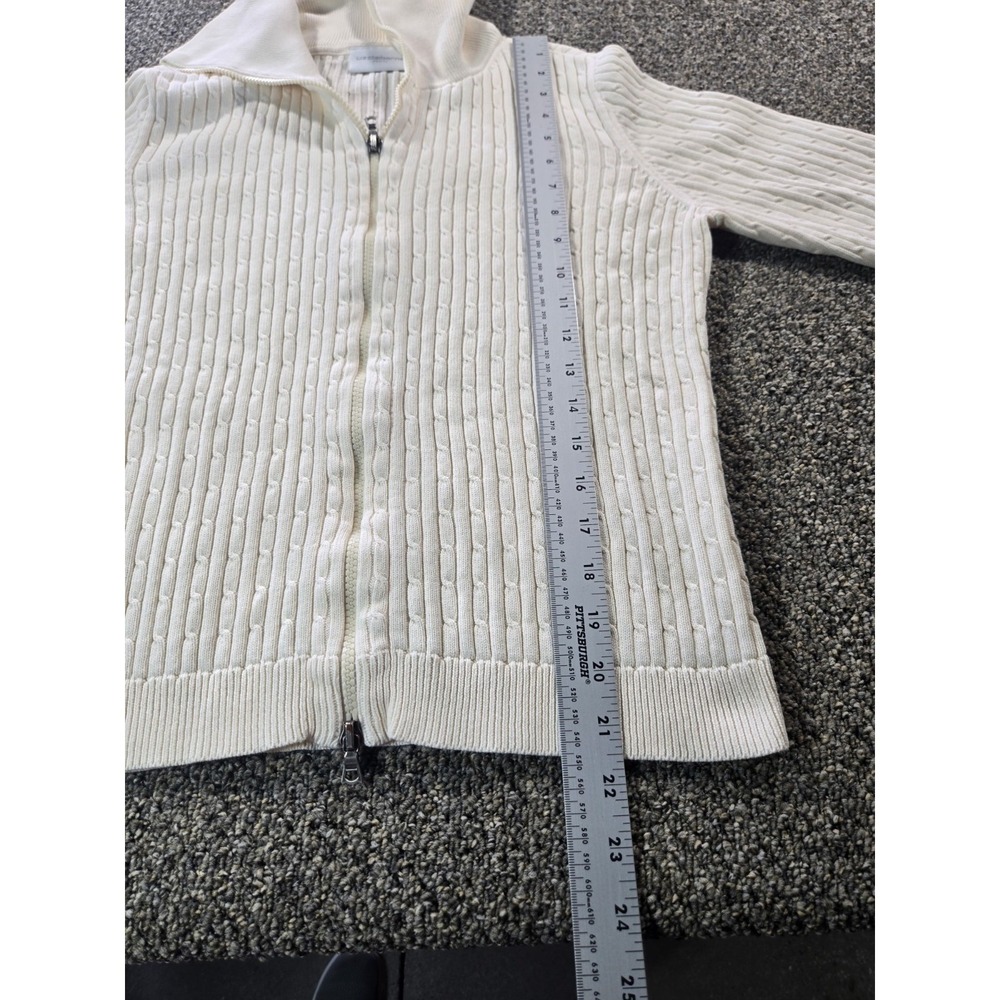 Liz Claiborne Petite Full Zip Sweater Petite Medium Ivory - Picture 8 of 11